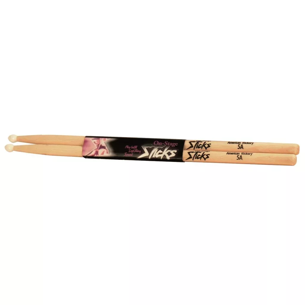 on-stage-ahn5a-american-hickory-5a-nylon-tip-drumsticks On-Stage AHN5A American Hickory 5A Nylon Tip Drumsticks