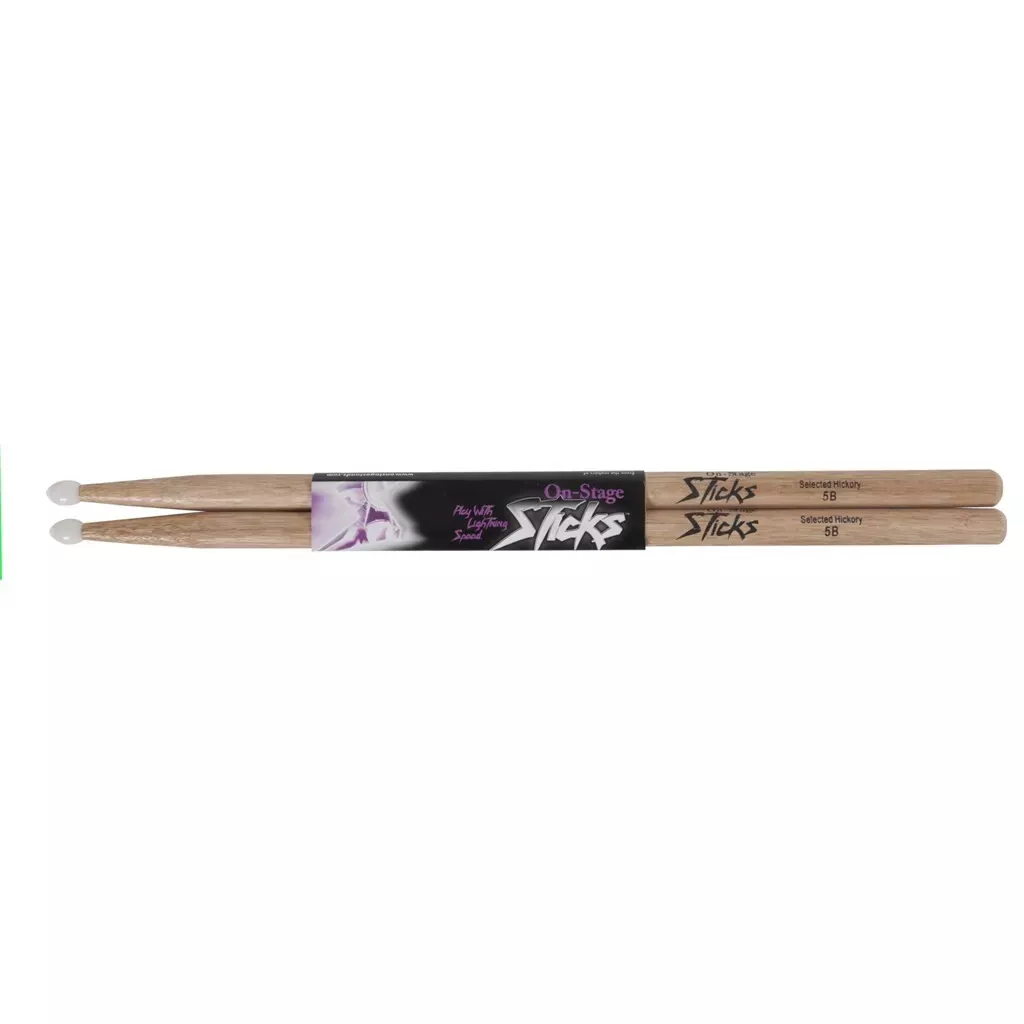 On-Stage AHN5B American Hickory 5B Nylon Tip Drumsticks