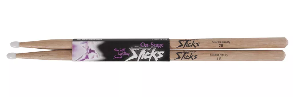 on-stage-hn2b-hickory-2b-nylon-tip-drum-sticks On-Stage HN2B Hickory 2B Nylon Tip Drum Sticks