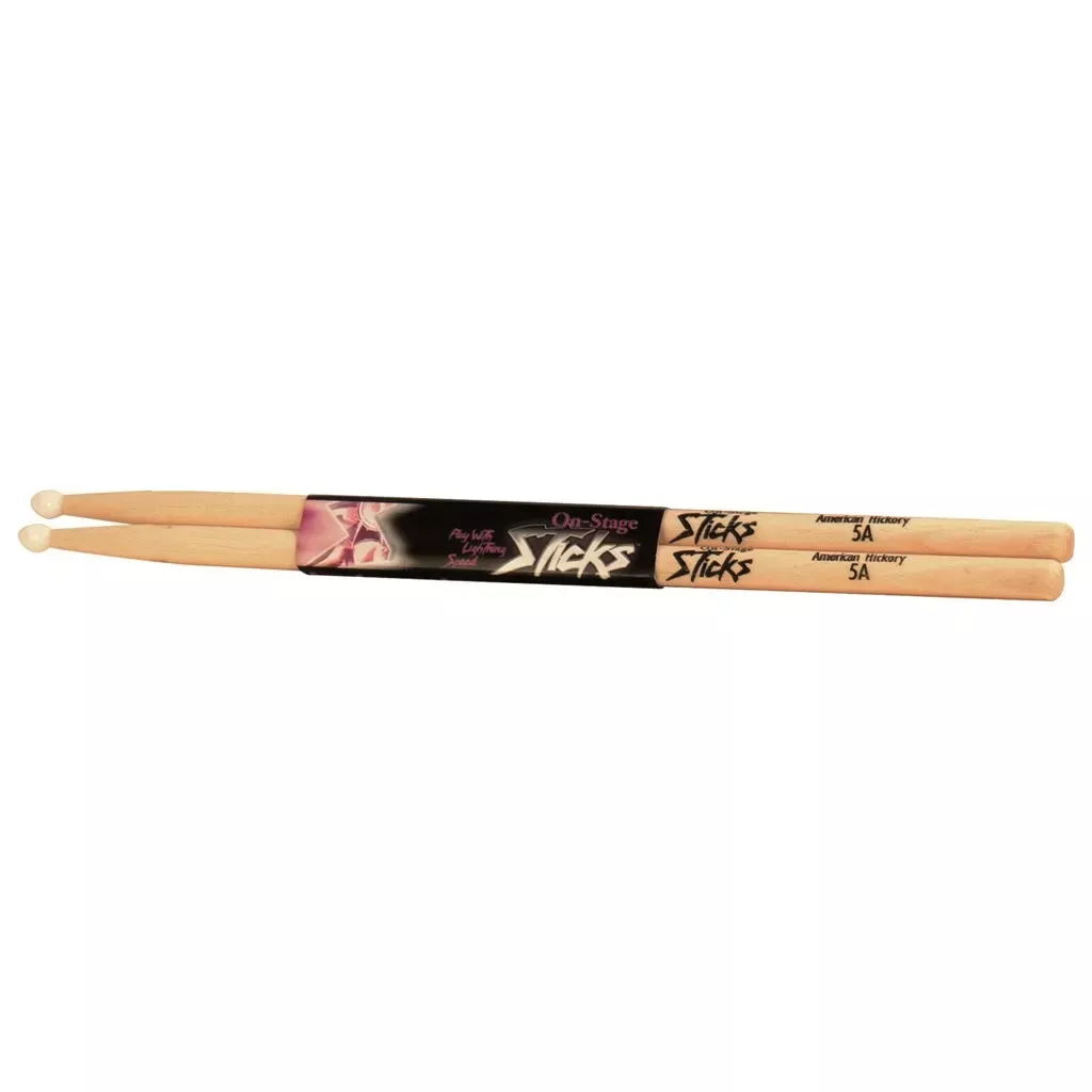 on-stage-hn5a-hickory-5a-nylon-tip-drum-sticks On-Stage HN5A Hickory 5A Nylon Tip Drum Sticks