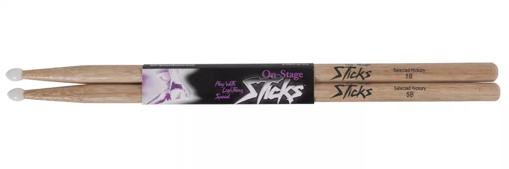 on-stage-hn5b-hickory-5b-nylon-tip-drum-sticks On-Stage HN5B Hickory 5B Nylon Tip Drum Sticks