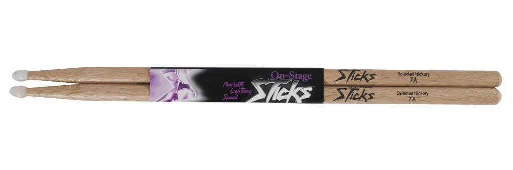 on-stage-hn7a-hickory-7a-nylon-tip-drum-sticks On-Stage HN7A Hickory 7A Nylon Tip Drum Sticks