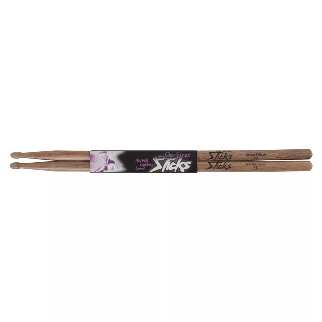 on-stage-hw7a-hickory-7a-wood-tip-drum-sticks On-Stage HW7A Hickory 7A Wood Tip Drum Sticks