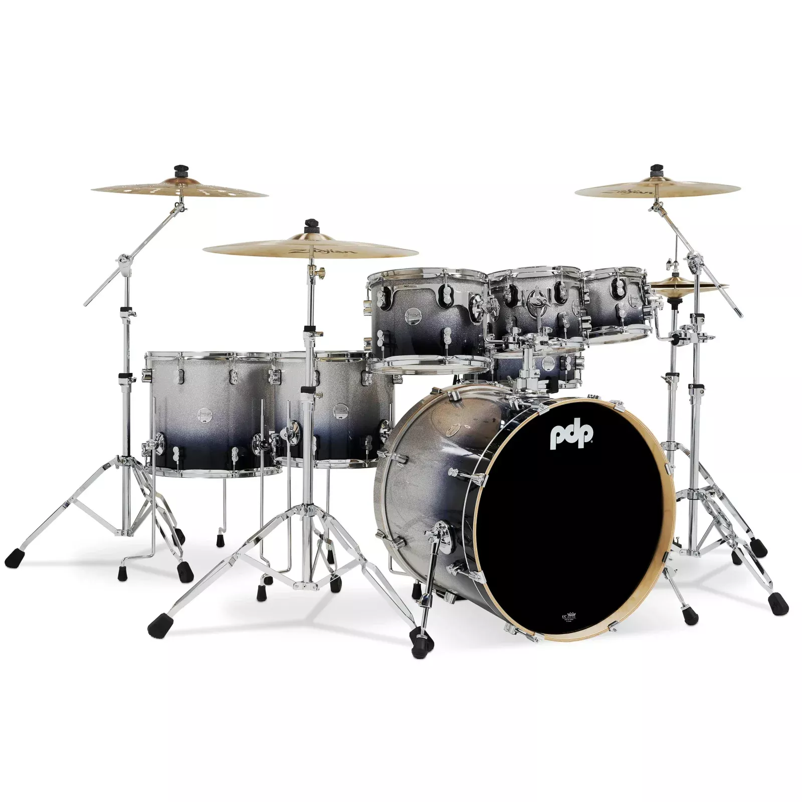 pdp-pdcm2217sb-concept-maple-7-piece-shell-pack-silver-to-black-fade PDP PDCM2217SB CONCEPT MAPLE 7 PIECE SHELL PACK SILVER TO BLACK FADE