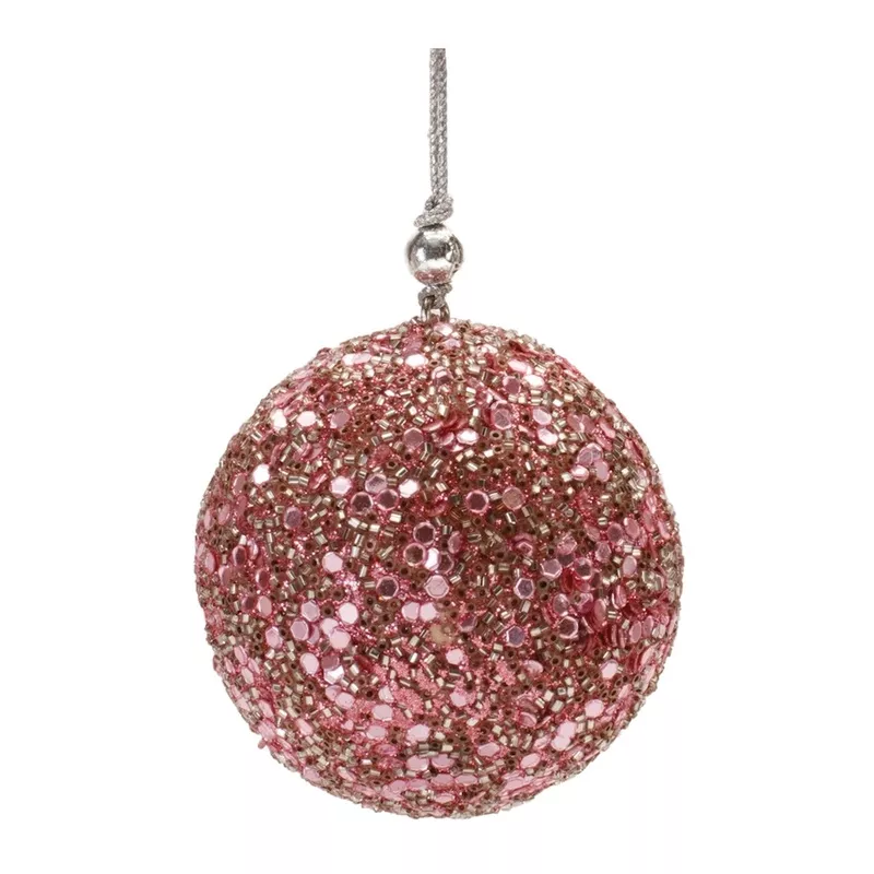pink-beaded-ball-ornament-set-12 Pink Beaded Ball Ornament (Set of 12)