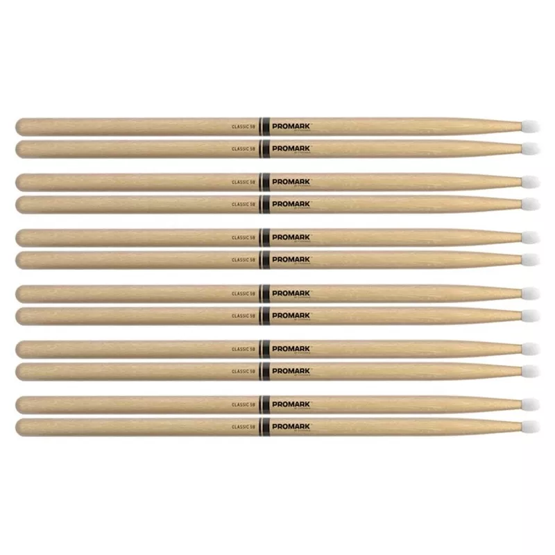 promark-american-hickory-5b-nylon-tip-drum-sticks-6-pair-bundle Promark American Hickory 5B Nylon Tip Drum Sticks (6 Pair Bundle)