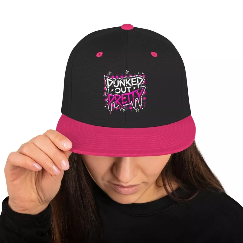 Punked Out Pretty Official Licensed Snapback Hat Black/ Neon Pink