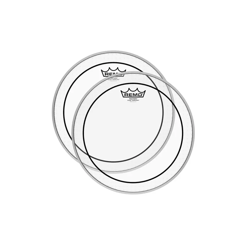 Remo 12″ Pinstripe Clear Crimplock Tenor Drumhead (2 Pack Bundle)