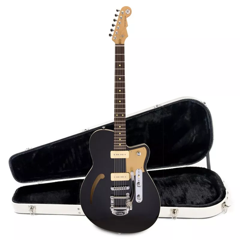 reverend-club-king-290bigsby-midnight-black-hardshell-case-bundle Reverend Club King 290Bigsby Midnight Black Hardshell Case Bundle