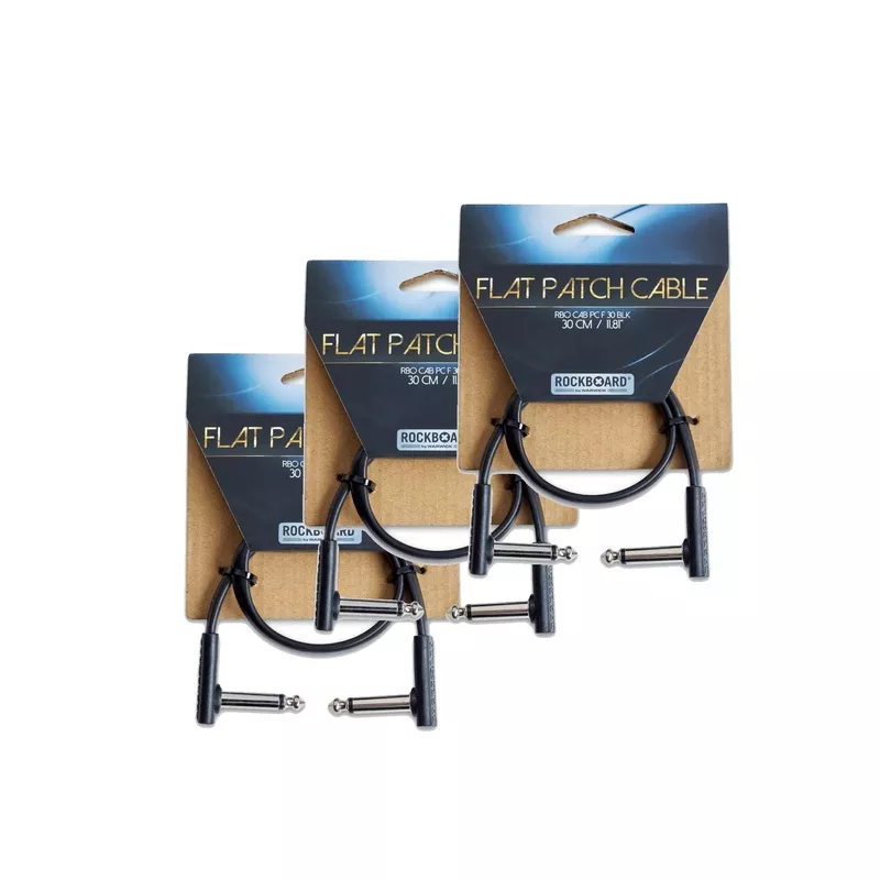 rockgear-rockboard-flat-patch-cable-black-30cm-11-81-3-pack-bundle RockGear RockBoard Flat Patch Cable Black 30cm (11.81″) 3 Pack Bundle