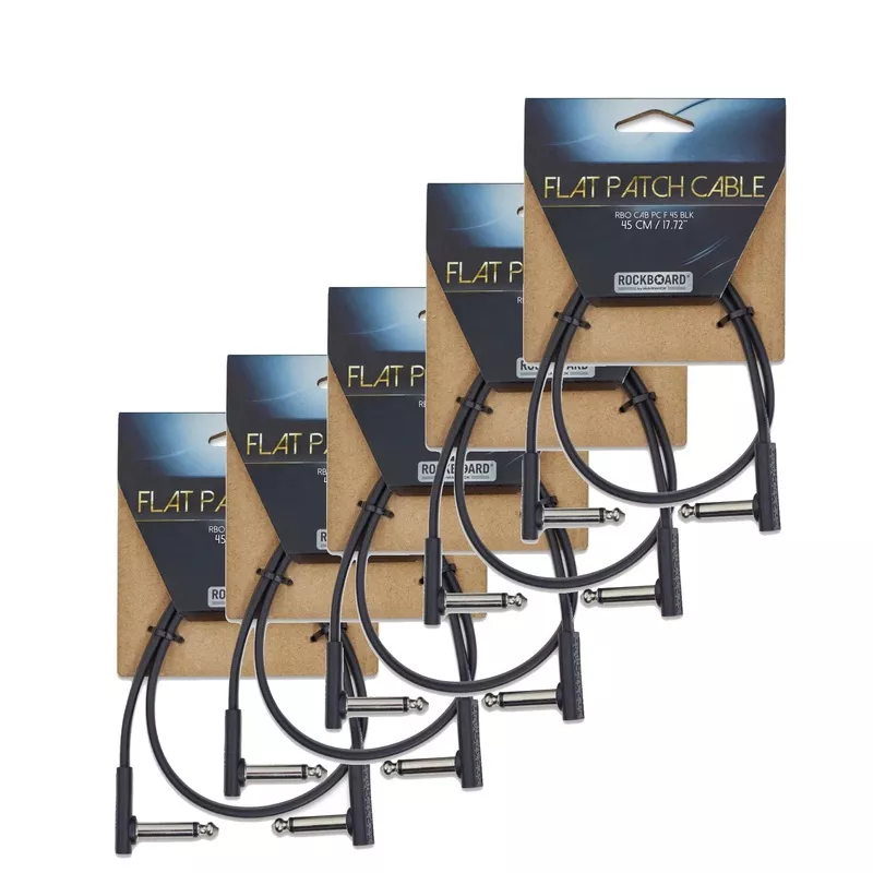 rockgear-rockboard-flat-patch-cable-black-45-cm-17-72-5-pack-bundle RockGear RockBoard Flat Patch Cable Black 45 cm (17.72″) 5 Pack Bundle