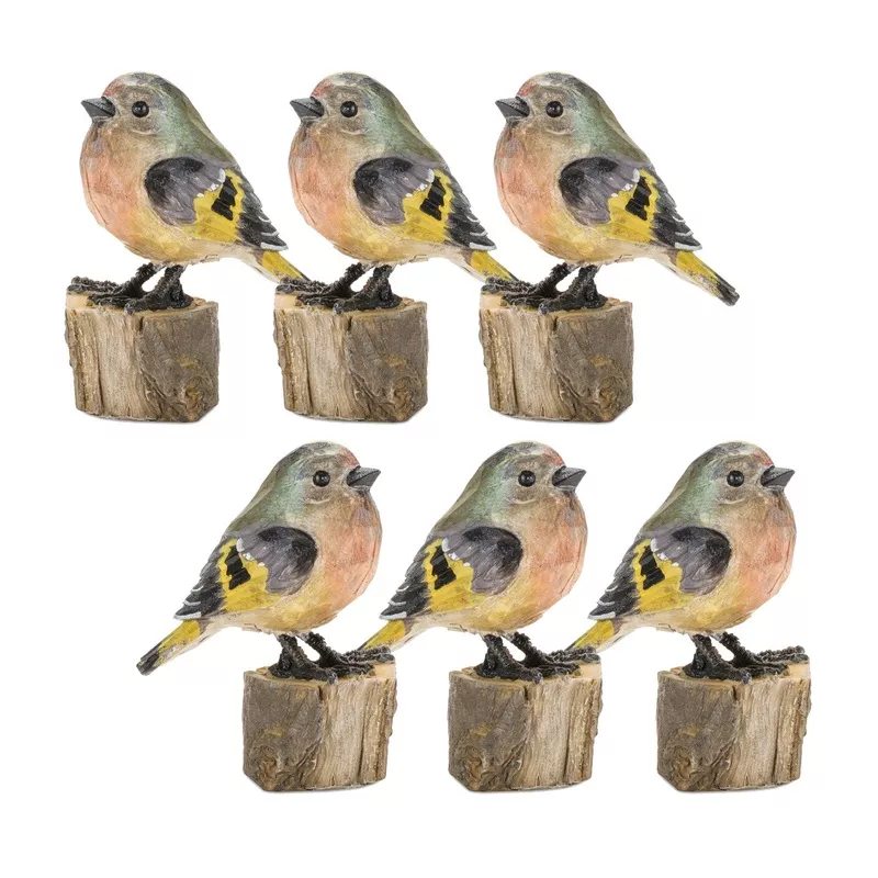 rustic-stone-bird-figurine-perched-on-stump-set-6 Rustic Stone Bird Figurine Perched on Stump (Set of 6)