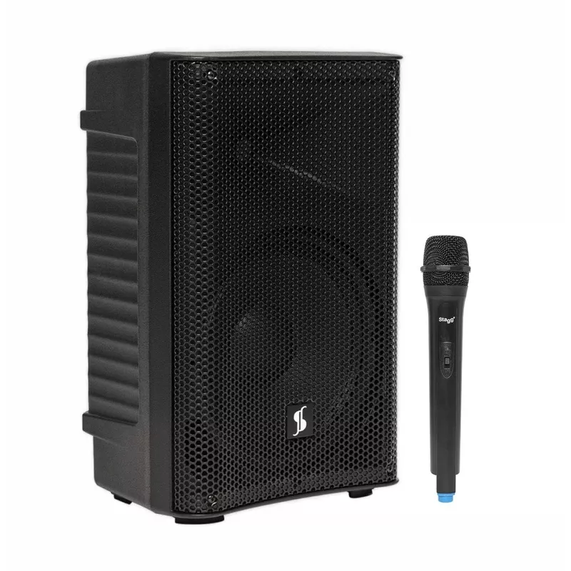 stagg-as10b-us-10-2-way-active-battery-powered-speaker-with-wireless-microphone Stagg AS10B US 10 2-Way Active Battery-Powered Speaker with Wireless Microphone