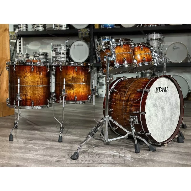 tama-star-bubinga-5pc-drum-set-sunset-australian-acacia-burst Tama Star Bubinga 5pc Drum Set Sunset Australian Acacia Burst