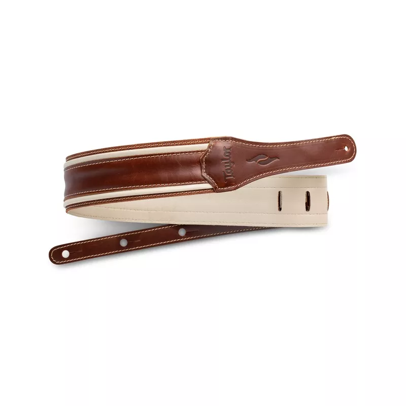 taylor-element-2-5-leather-guitar-strap-brown-cream Taylor Element 2.5″ Leather Guitar Strap – Brown/Cream