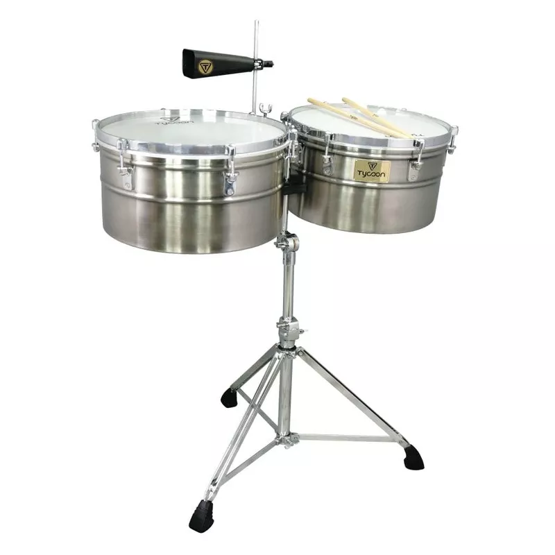 tycoon-percussion-15-16-deep-shell-brushed-chrome-timbales-set Tycoon Percussion 15&16 Deep-Shell Brushed Chrome Timbales Set