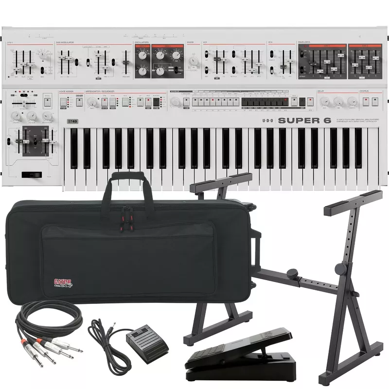 udo-audio-super-6-st49-12-voice-keyboard-synthesizer-white-stage-rig UDO Audio Super 6 ST49 12-Voice Keyboard Synthesizer – White STAGE RIG