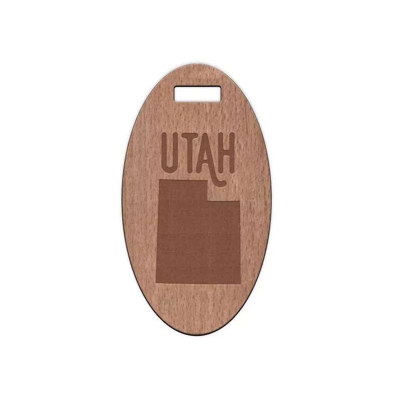 Utah w/ Name Wooden Oval Tag