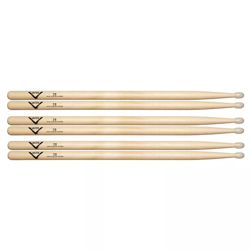 vater-hickory-2b-nylon-tip-drum-sticks-3-pair-bundle Vater Hickory 2B Nylon Tip Drum Sticks (3 Pair Bundle)