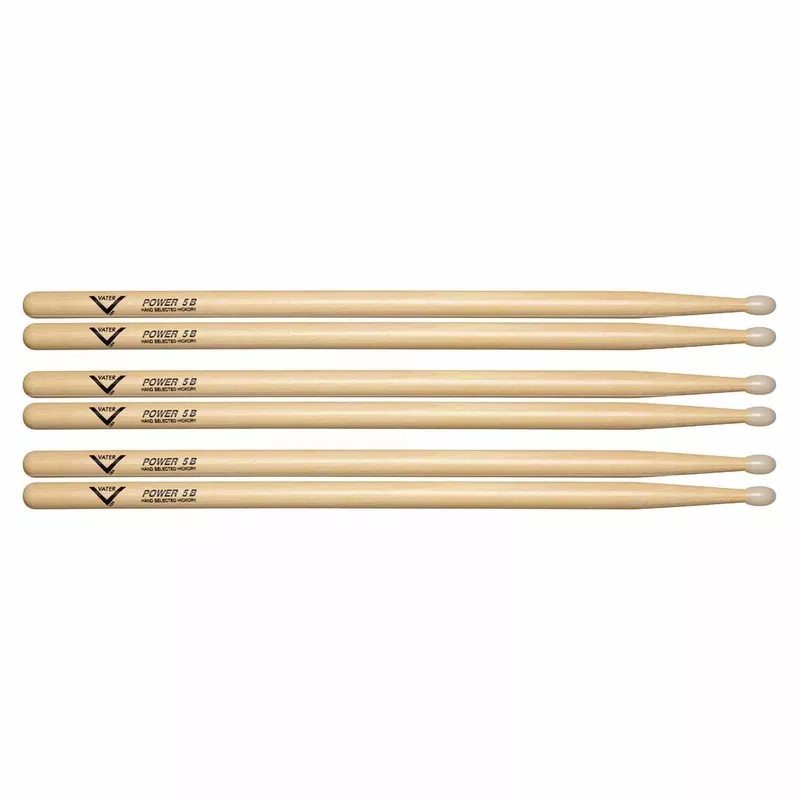 vater-hickory-power-5b-nylon-tip-drum-sticks-3-pair-bundle Vater Hickory Power 5B Nylon Tip Drum Sticks (3 Pair Bundle)