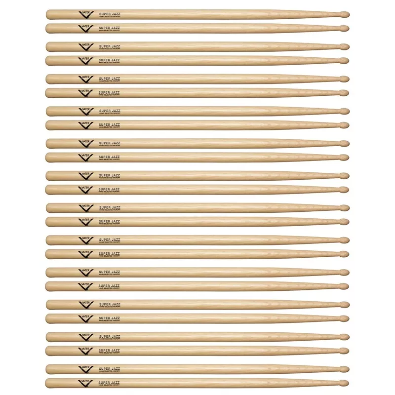 vater-hickory-super-jazz-wood-tip-drum-sticks-12-pair-bundle Vater Hickory Super Jazz Wood Tip Drum Sticks (12 Pair Bundle)