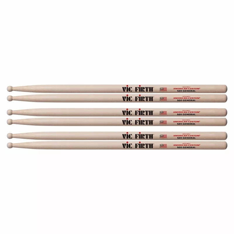 Vic Firth SD1 General Wood Tip Drum Sticks (3 Pair Bundle)