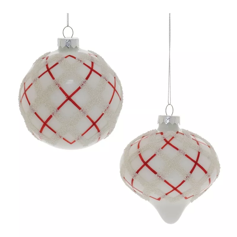 white-beaded-harlequin-glass-ornament-set-6 White Beaded Harlequin Glass Ornament (Set of 6)