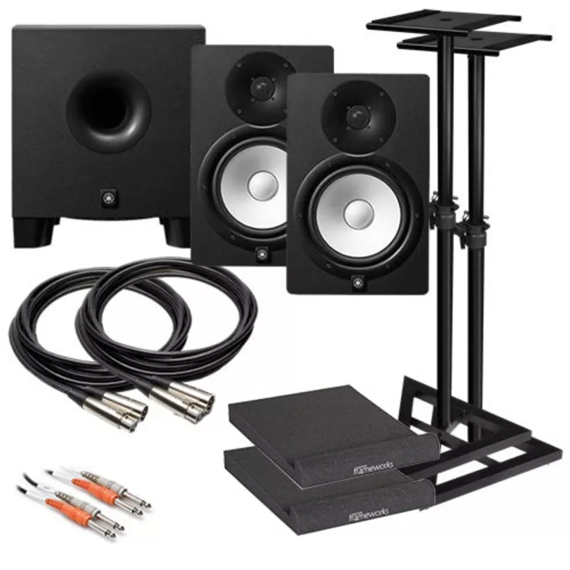 Yamaha HS8 8″ Powered Studio Monitor Speaker COMPLETE AUDIO BUNDLE