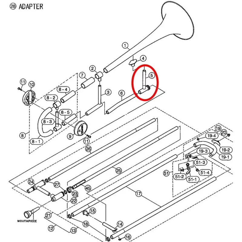 yamaha-trombone-hand-slide-receiver-assembly-roughly-buffed Yamaha Trombone Hand Slide Receiver Assembly Roughly Buffed