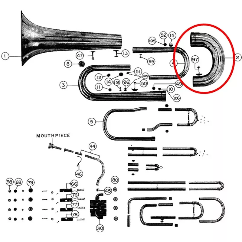 Yamaha Tuba Bow Assembly BB321(2) W4020111