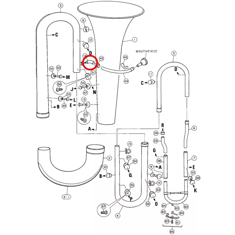 Yamaha Tuba Mouthpipe Auxiliary Tube BB321(2)
