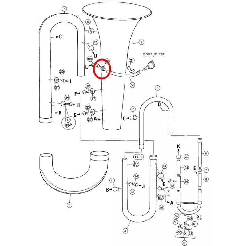 Yamaha Tuba Mouthpipe Ferrule BB201(2)