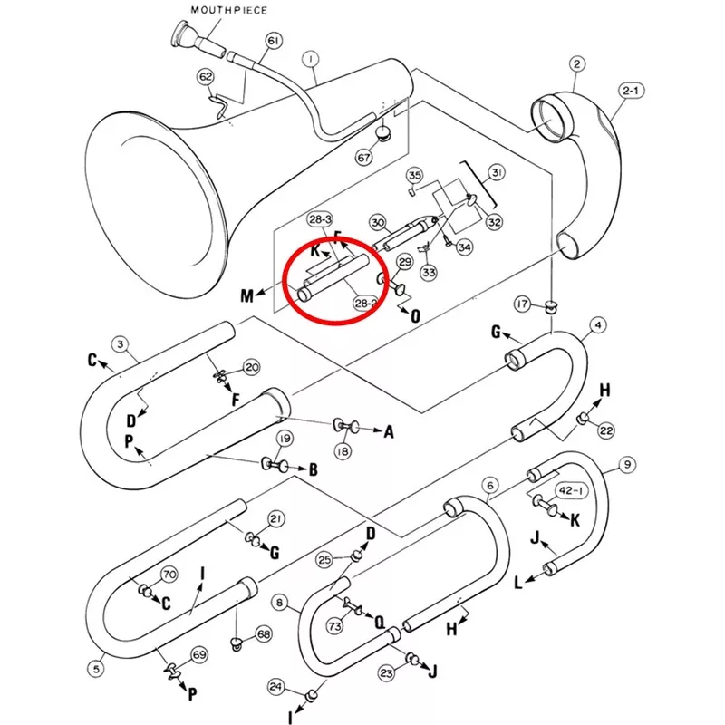 Yamaha Tuba Outside Tuning Slide Assembly BB105